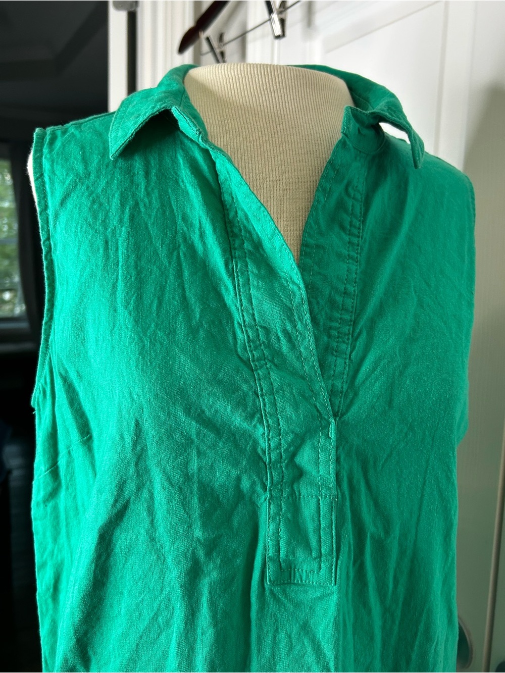 Tahari Green Sleeveless Linen Blend Shift Dress with Pockets Size 10 - Picture 5 of 10